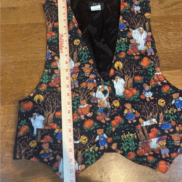 Vintage Halloween Bear Vest | XL | Made in USA | Pumpkins Ghosts Trick-or-Treat - Picture 9 of 9